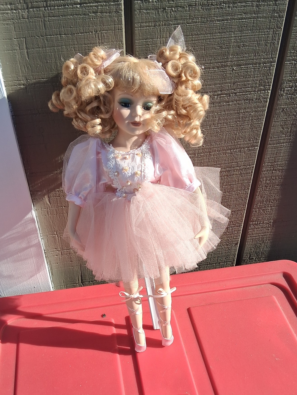 Porcelain Ballerina Doll in Pink Tulle Dress